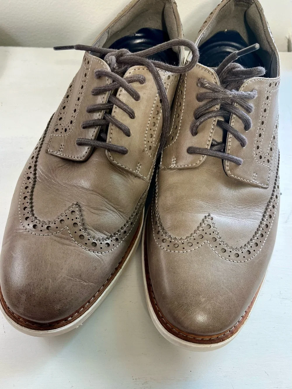 Cole Haan Men's Wingtip Lace-Up Dress Shoes Pewter 11 1/2 M
